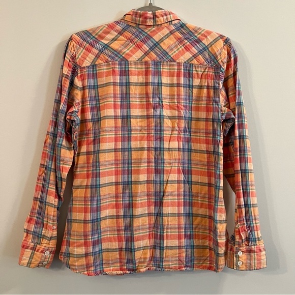 Women’s Eddie Bauer yellow plaid button up long sleeve shirt size medium M - Picture 5 of 5